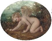 A putto collecting flowers William Etty